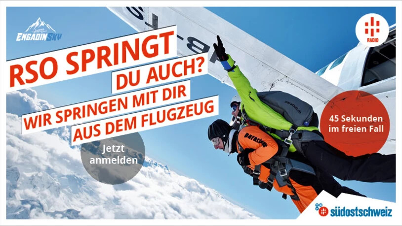 Ja, Du hast richtig gelesen - Am Samstag, 7. März springen die Moderatoren von Radio Südostschweiz mit Dir aus dem Flugzeug!