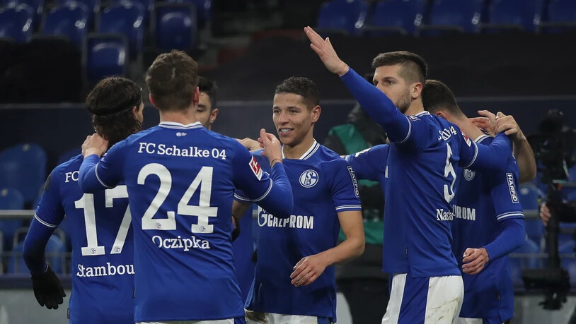 Schalke durfte erstmals in dieser Saison jubeln: Der überragende Amine Harit (Mitte) nach dem Tor zum 4:0-Schlussresultat gegen Hoffenheim