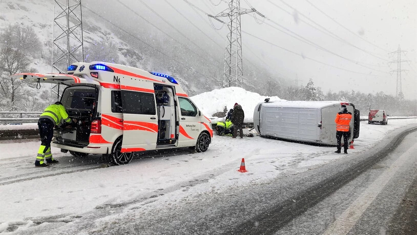 Die Unfallstelle auf der Autobahn bei Chur.