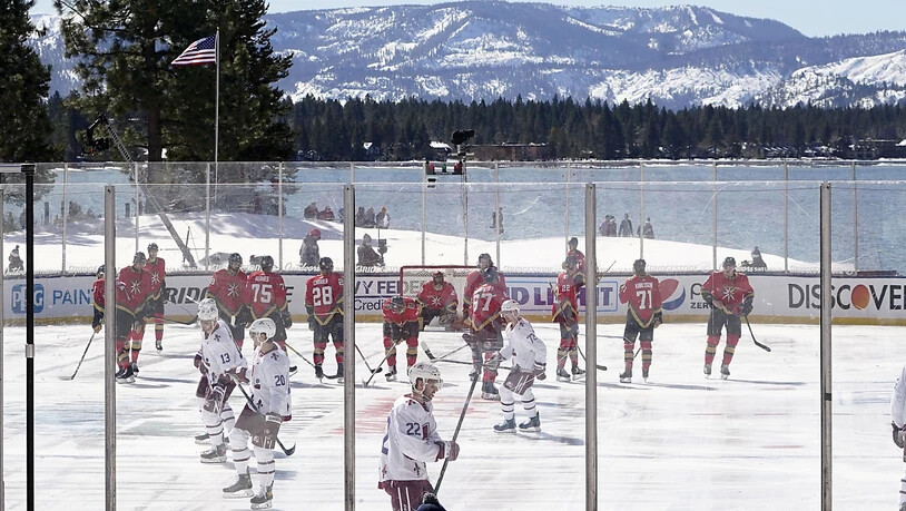Die herrliche Kulisse beim NHL-Outdoor-Game am Lake Tahoe - aber die Sonne und das Eis bereitete den Organisatoren viel Sorge