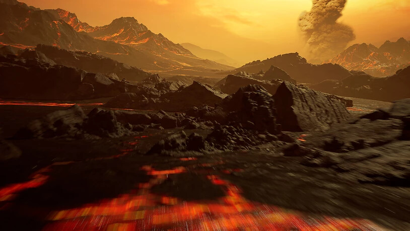 Eine künstlerische Darstellung der neu entdeckten Super-Erde mit dem Namen Gliese 486b: Mit 430 Grad ist der Planet glühend heiss und besitzt möglicherweise eine Atmosphäre. (Handout Science)