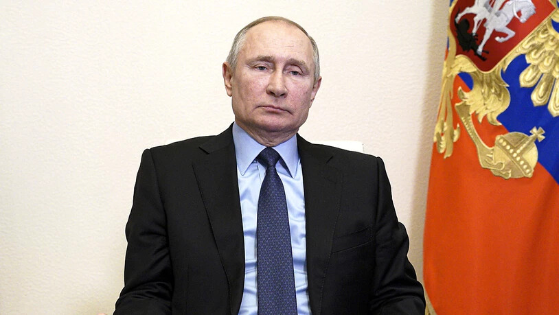 Wladimir Putin, Präsident von Russland, bei einer Videokonferenz in seiner Vorstadtresidenz Nowo-Ogarjow. Foto: Alexei Druzhinin/Pool Sputnik Kremlin/AP/dpa