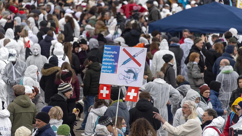 Viele der Teilnehmenden am Protestmarsch in Liestal gaben sich als radikale Impfgegner zu erkennen.