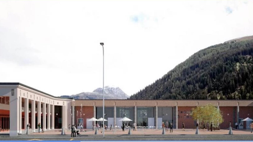 Hier am Davoser Arkadenplatz soll am 6. April das Kulturzentrum Kulturplatz Davos eröffnet werden.