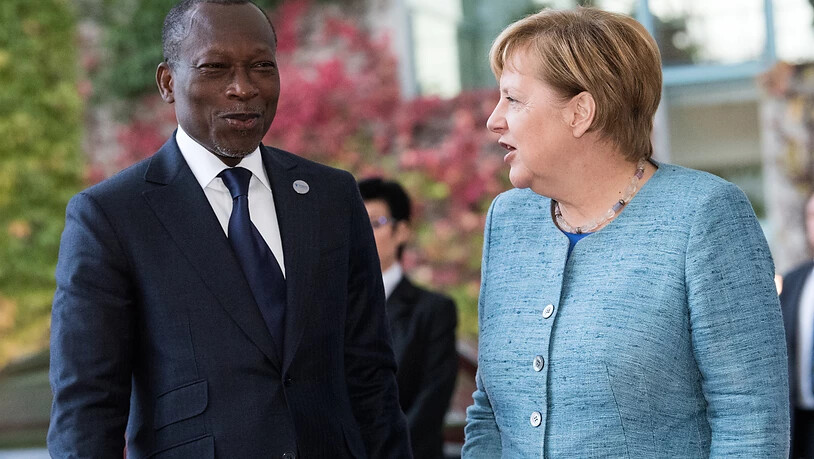 ARCHIV - Bundeskanzlerin Angela Merkel (CDU) empfängt Patrice Talon, Pra·sident der Republik Benin, 2018 im Bundeskanzleramt in Berlin. Foto: Bernd von Jutrczenka/dpa