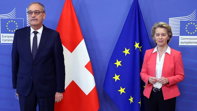 Bundespräsident Guy Parmelin und EU-Kommissionspräsidentin Ursula von der Leyen haben sich am Freitag in Brüssel getroffen. Wie gut die Gespräche verlaufen sind, ist zurzeit unklar.