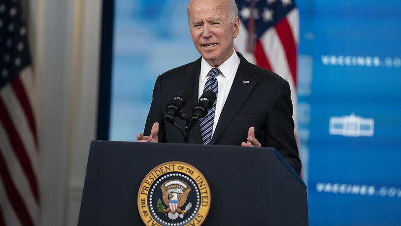 Joe Biden, Präsident der USA, hält eine Rede über Corona-Impfungen im South Court Auditorium im Weißen Haus. Foto: Evan Vucci/AP/dpa