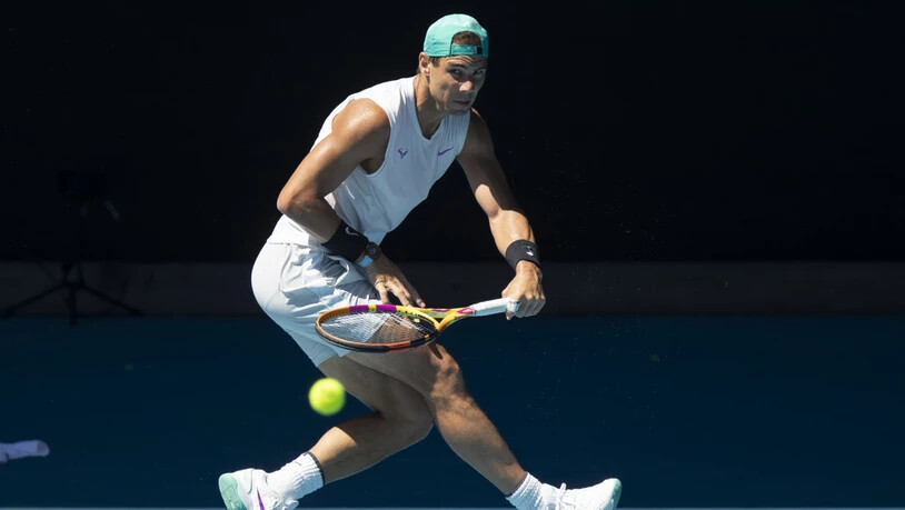 Voll im Training: Rafael Nadal ist nun der einzige verbliebene Spieler im Feld, der das Australian Open schon einmal gewonnen hat (2009)