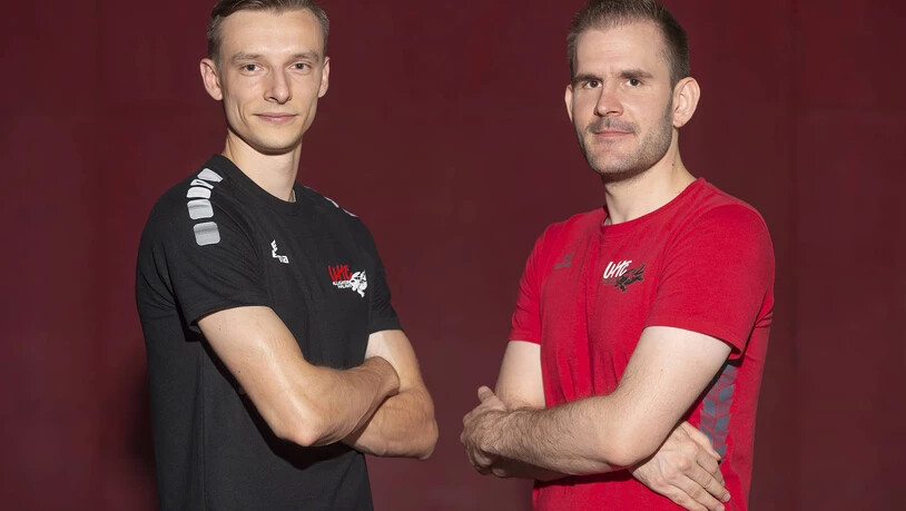 Klare Erwartung: Trainer Pius Caluori (rechts) glaubt, dass Stürmer Lukas Ujhelyi in dieser Saison viele Tore schiesst.