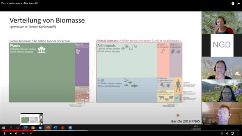 Eine Grafik zeigte die Verteilung der Biomasse gerechnet in Tonnen Kohlenstoff auf.