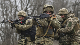 Ukrainische Soldaten nehmen an einem Kampftraining teil. Foto: Kateryna Klochko/AP/dpa