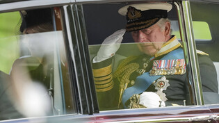 Der neue Monarch: König Charles III. während des Staatsbegräbnisses für seine Mutter, Queen Elizabeth II., vom Montag.