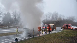 Vollbrand: Die Feuerwehr Flims rückte aus, um den Autobrand zu löschen.