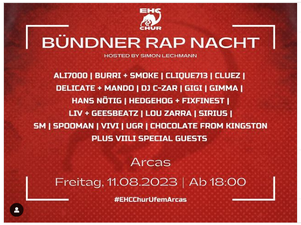 Rap aus Graubünden: So sieht das Programm der Bündner Rap-Nacht aus.